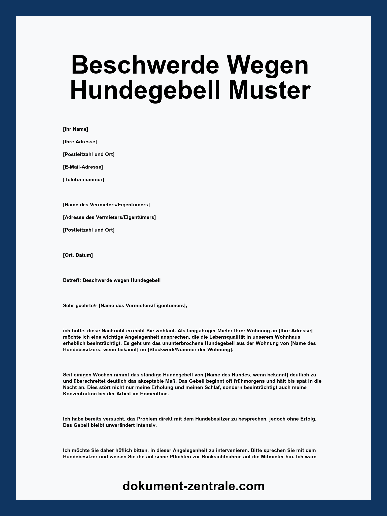 Beschwerde Wegen Hundegebell Muster