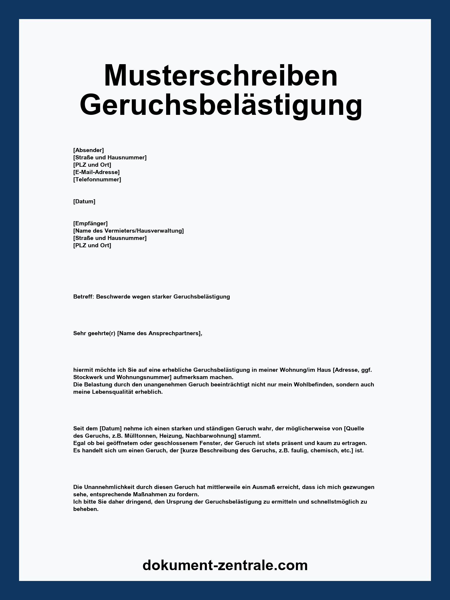 Musterschreiben Geruchsbelästigung