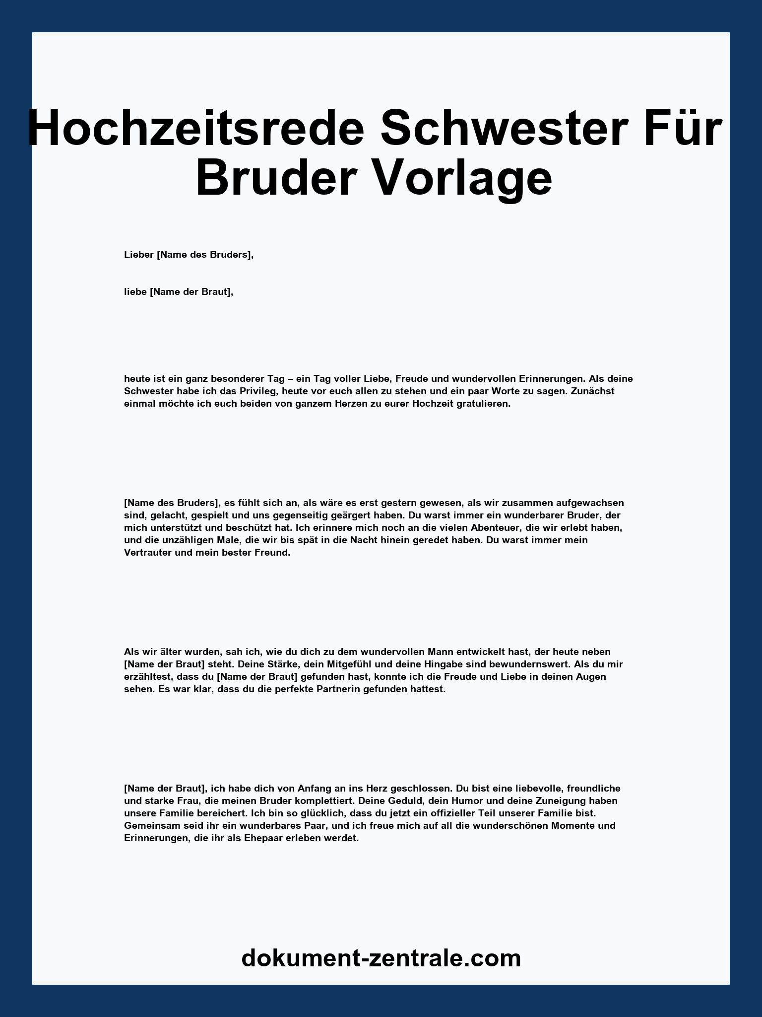 Hochzeitsrede Schwester Für Bruder Vorlage