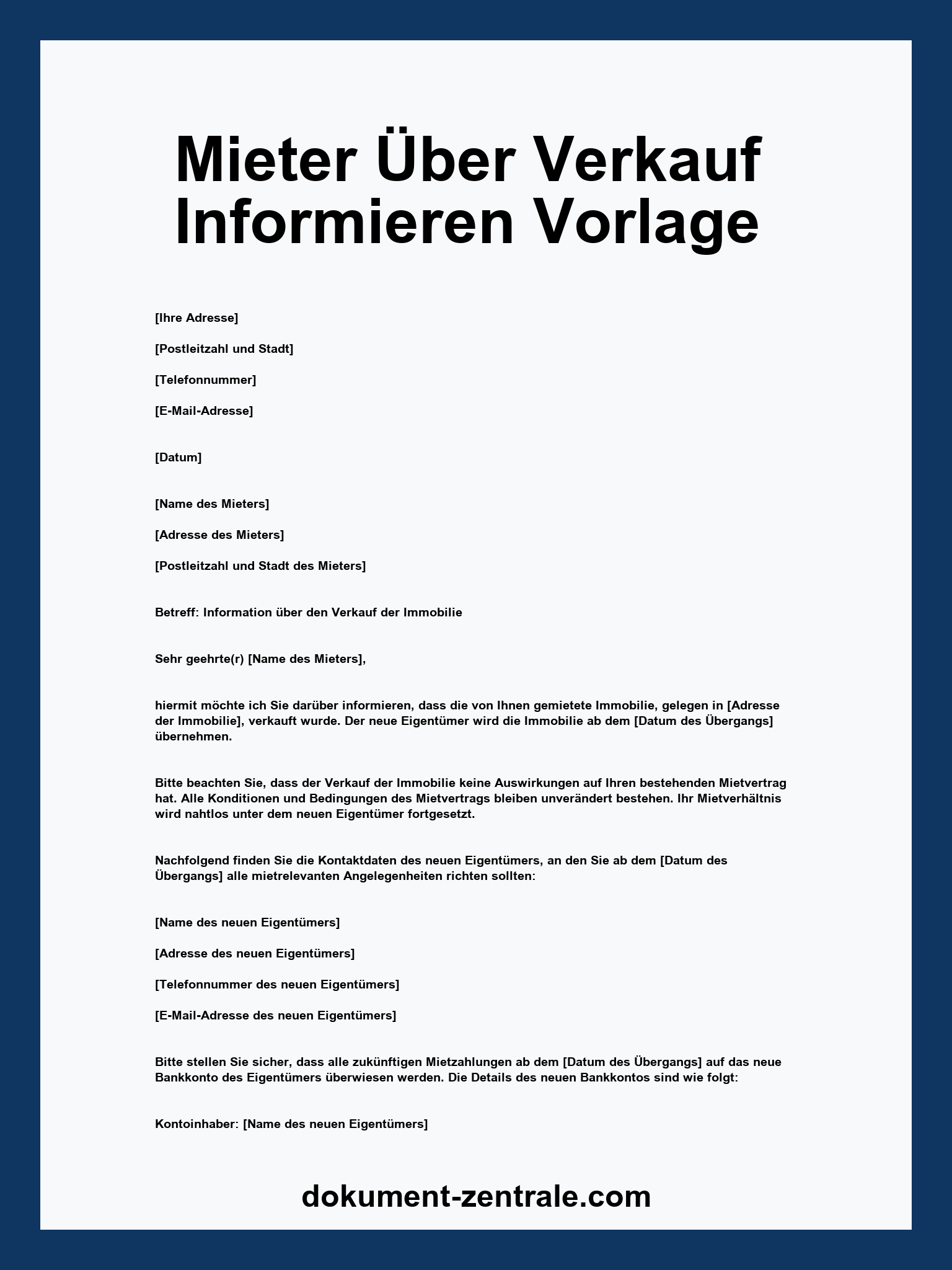 Mieter Über Verkauf Informieren Vorlage