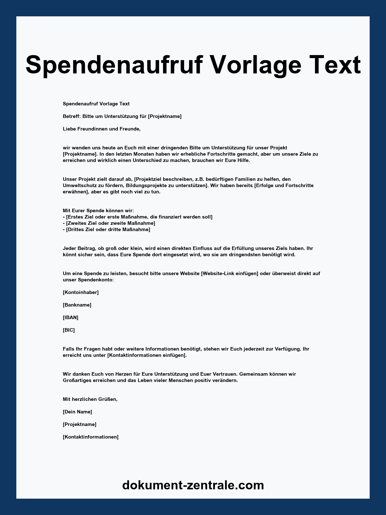 Spendenaufruf Vorlage Text