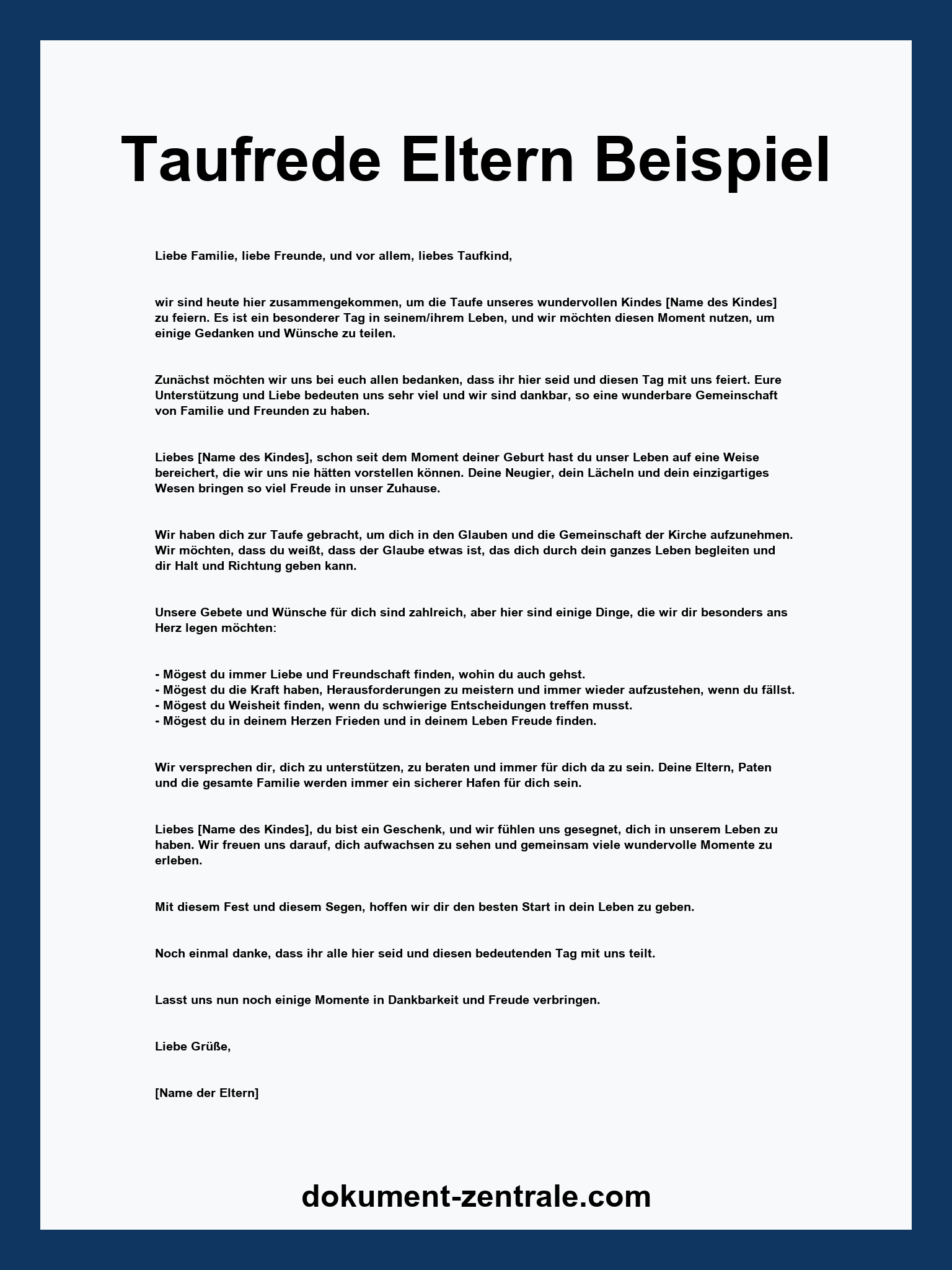 Taufrede Eltern Beispiel
