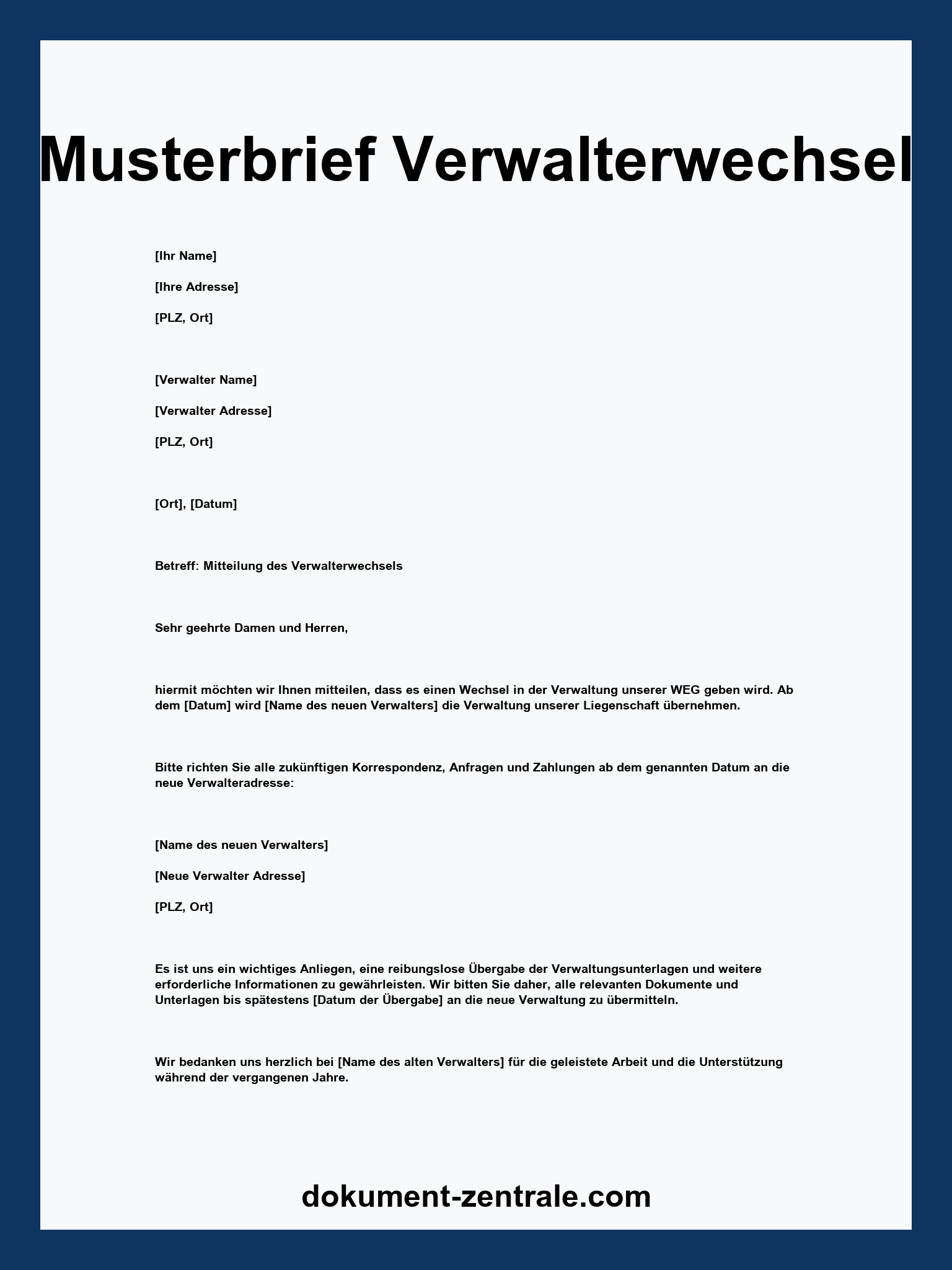 Musterbrief Verwalterwechsel